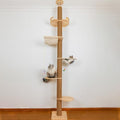 Floor to Ceiling Cat Tree Height (50-120.5in) Adjustable Cat Tower 5 Tier Hemp Scratching Post High Cat Tree Sturdy Activity Tree Indoor Outdoor Cat Scratching Post Activity Center