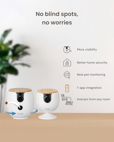 Furbo [New] Mini 360° Camera + Mini Cam [New Subscription Required at Setup] (2-Camera Bundle Nanny Pro Subscription): Pet Safety Alerts, Dog & Cat Cameras with Speaker, Phone App & Night Vision