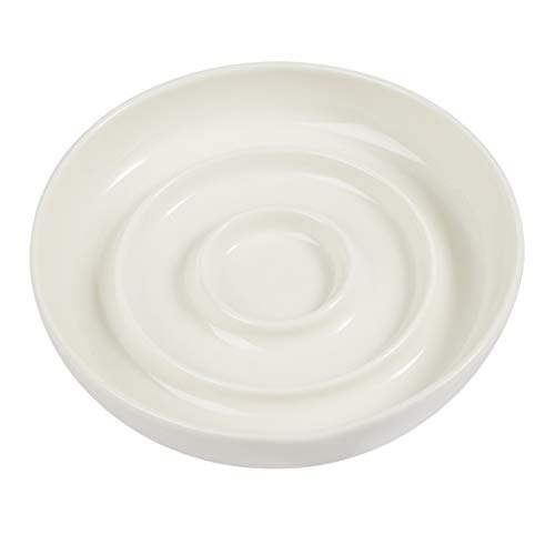 SLSON Cat Slow Feeder Bowl,Ceramic Slow Feed Cat Bowls Heavy and Shallow Wisker Stress-Free Pets Dish for Kittens Small Pets Wet Food,White