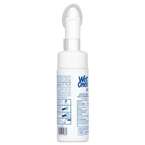 Wet Ones for Pets Antibacterial Dog Paw Cleaner with Built-in Scrubber Brush, Tropical Splash Scent - Foaming Cleanser for Dog Paws - Paw Washer & Grooming Care, 5 Ounce