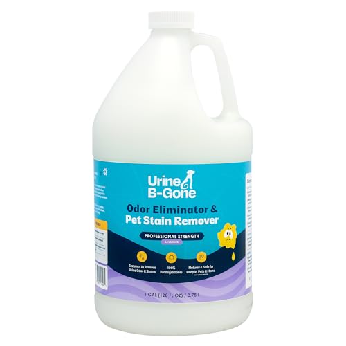 Urine B-Gone, Professional Enzyme Odor Eliminator & Pet Stain Remover, Human, Cat & Dog Urine Cleaner, Effective on Laundry, Carpets & More, Lavender Scent, 1 Gallon