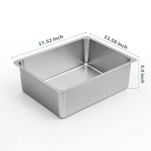 Kirecoo Stainless Steel Cat Litter Box - Metal High Sided Cat Pan, Large Stainless Steel Box, Indoor Litter Tray, Non Stick, No Smell, Easy to Clean, Pet Toilet Supplies for Kitten, Kitty, Rabbit