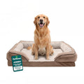 FurHaven Cooling Gel Dog Bed for Large Dogs, Perfect Comfort Sofa Bed, Cool Gel-Top Foam & Solid Orthopedic Foam Base for Joint Support, Removable Washable Cover, Jumbo XL, Plush & Velvet, Brownstone