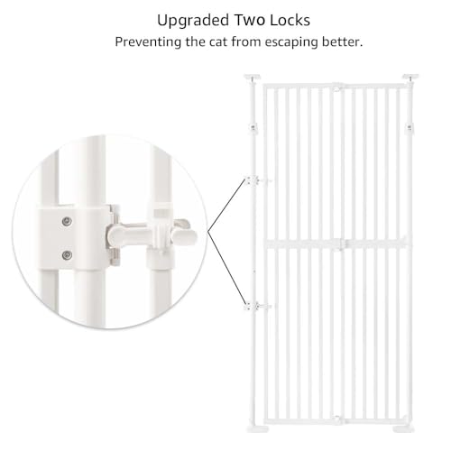 unipaws 75" High Extra Tall Cat Gate, Auto Closing and No Drilling Safety Gate for Doorway Hallway Stairs, Cat Dog Proof, Fit for 21"-34" Wide Opening, Indoor Use, White