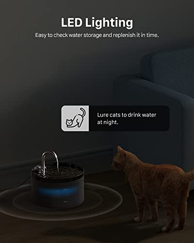 Cat Water Fountain: Dog Bowl Fountains - Automatic Pet Dispenser - Dogs Drinking Waterer Bowls Indoor - Auto Watering Dish Supplies - Easy Cleaning Animal Machine - Quiet 67oz/2L Kitty Drink Fountain