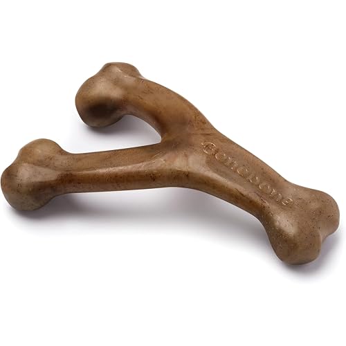 Benebone Wishbone Durable Dog Chew Toy for Aggressive Chewers, Real Bacon, Made in USA, Medium