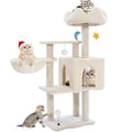 Cat Tree Tower with Metal Frame Hammock, 40'' Cat Trees for Indoor Cats Large Adult, Cat Towers with Scratching Post, Cats Condo Furniture with Cloud Top Perch, Cats Climbing Tower for Kittens(White)