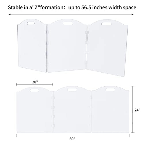 Clear Acrylic Freestanding Dog Gates for The House – Folding 3-Panel Pet Gates for Doorways, Indoor Stairs, and Hallways, Transparent Barrier for Dogs, Puppies, and Cats