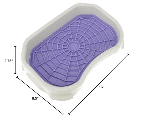 Neater Pets Neat-LIK Dog Lick Mat w/Mess-Proof Tray, Lick Mat for Dogs, Cats, Puppy, Reduces Anxiety & Boredom, Peanut Butter Slow Feeder, Interactive Treat Licking Pad (Purple & Green/Vanilla Bean)