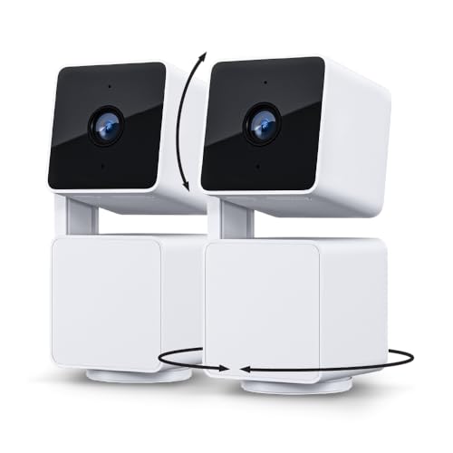 WYZE Cam Pan v3 Indoor/Outdoor IP65-Rated 1080p Pan/Tilt/Zoom Wi-Fi Smart Home Security Camera with Color Night Vision, 2-Way Audio, Compatible with Alexa & Google Assistant, White, 2-Pack