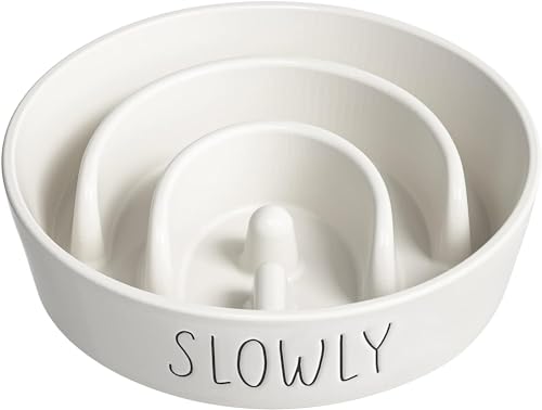 LE TAUCI PET Ceramic Slow Feeder Dog Bowls Small Breed, 0.6 Cups Dog Food Dish for Fast Eaters, Puzzle Bowl for Small Dogs and Cats,White