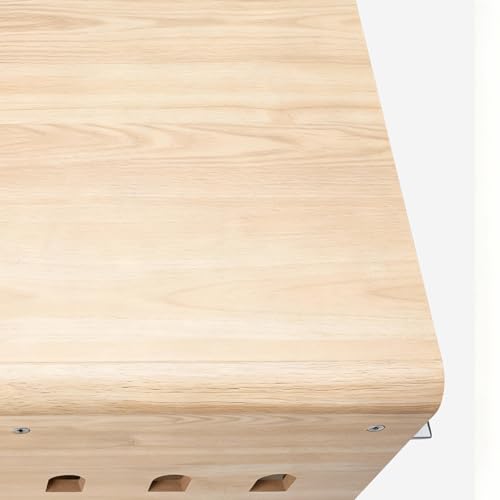 Modern Dog Crate Furniture with Charging Station Medium Kennel Indoor with Flip-up Hidden Acrylic Door for Small and Medium Breeds up to 50lb Wood Pet End Side Table Cage, Oak