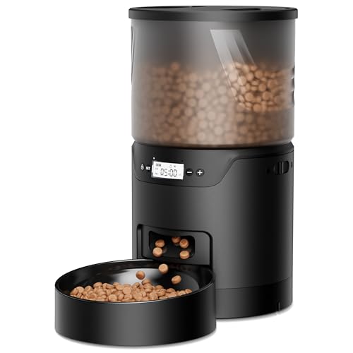 IMIPAW PET Automatic Cat Feeder: 3L Auto Food Dispenser with Timed Feeding| 6 Meal Programmable& 1-20 Portion Precise Control- Easy to Clean & Setup for Cat Indoor| Desiccant Bag Keep Food Fresh