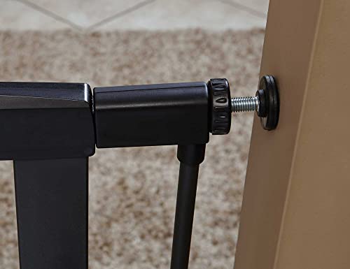 MidWest Homes for Pets 39-Inch High Walk-Thru Pressure Mounted Steel Dog Gate, Expands to 38 Inches Wide, Includes 3-inch Extensions, Textured Graphite
