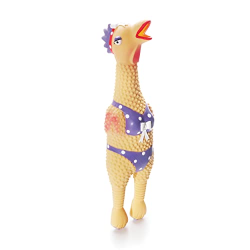 Outward Hound by Charming Pet Squawkers Henrietta Latex Squeaky Rubber Chicken Dog Toy, Funny Interactive Holiday Toy for Dogs, Small Size
