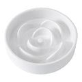 Welloyed 6'' Ceramic Slow Feeder Dog Bowls - Petal Shape Modern Dog Food Dish for Cats and Small Breed Dogs, Puzzle Maze Bowl to Slow Down Eating, Anti-Gulping, Dishwasher & Microwave Safe, White
