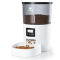 IMIPAW Automatic Cat Feeders, Timed Cat Dry Food Dispenser with Desiccant Bag, Dual Power Supply, Programmable Portion Size, 6 Meals, 20 Portions Per Day, Auto Pet Feeder for Cats and Small Dog, White