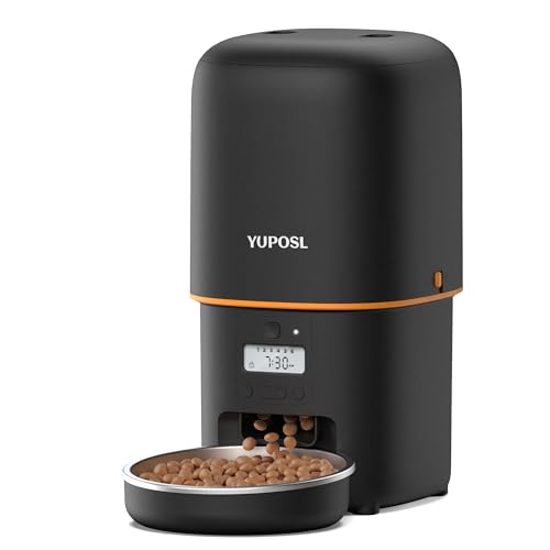 2025 Upgraded Automatic Cat Feeder - 4L Timed Auto Pet Feeder for Cat and Dog with Dry Food Dispenser, 180-day Battery Life, 1-6 Meals Per Day, 1-16 Portion, Desiccant Bag Keeps Food Fresh