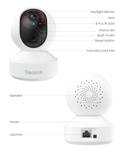 REOLINK E1 Pro 3K PT Wi-Fi Indoor Camera for Baby & Pet Monitoring, Auto Tracking, 5MP Night Vision Enhanced by F1.6 Aperture, Person/Pet/Baby Crying Detection, 2.4/5GHz Wi-Fi, Two-Way Audio