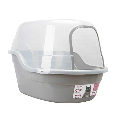 Petphabet Jumbo Hooded Cat Litter Box, Extra Large Gray