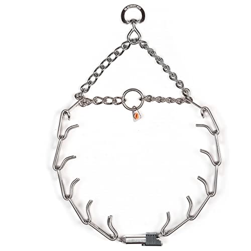 Herm Sprenger Dog Training Prong Collar with Quick Release Cliclock Buckle & Swivel Ring | Adjustable Length German Made Stainless Steel Collar for Small to Medium Dogs Up to 15" Neck (2.25mm Prongs)