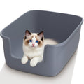 Vealind Large Cat Litter Box High Sided Entry Cat Litter Pan 50 x 40 x 22 CM, Anti-Splashing Deep Tall Cat Boxes for Indoor Cats Basics Kitty Litter Box (Grey)