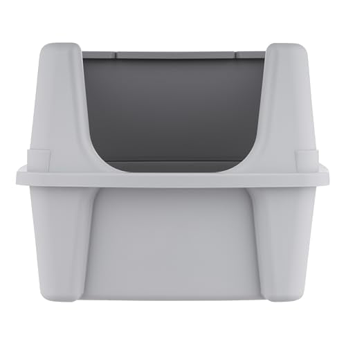 IRIS USA Cat Litter Box Large Open Top with High Sided Walls Tall Scatter Shield Scoop Included Easy Clean Plastic Pan Stain Resistant for Big Cats Kittens Indoor Multi-Cat Households