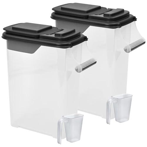 Buddeez Pet Food Storage Containers - Capacity Dog Food Storage Container, Cat Food Container, Bird Seed Storage Container, with Durable EZ Grip Handle, EZ Flip Lid & Scoop (2 Pack) 16 QT/16 LB