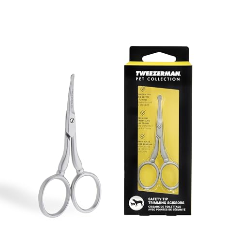 Tweezerman Pet Grooming Scissors, Stainless Steel Rounded Tip Trimming Shears for Dogs and Cats