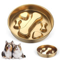 Golden Stainless Steel Slow Feeder Dog Bowls – Non-Slip Metal Dog Bowl for Large & Medium Breeds, Puppy Puzzle Feeder – 2 Cup Capacity for Small to Big Pets – Durable Slow Feed Dog & Cat Food Dish