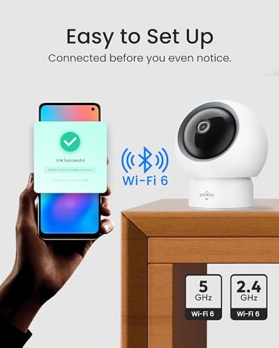 youkey 2.5K Indoor Camera, No Monthly Fees, Pan-Tilt, 360° Dog/Pet Camera for Home Security with Phone App, 5G/2.4G WiFi 6, Human/Pet/Baby Crying Detection, Auto Tracking, Two-Way Audio, Night Vision