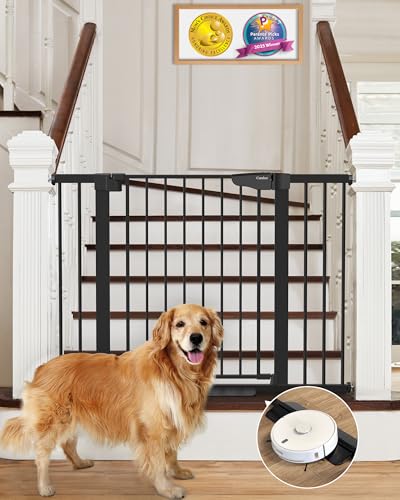 Cumbor 30-46" Baby Gate for Stairs, Mom's Choice Awards Winner-Auto Close Dog Gate for The House, Gifts for Mom, Easy Install Pressure Mounted Pet Gates for Doorways, Black