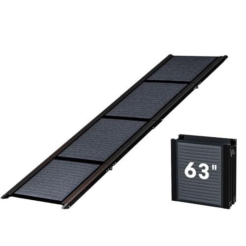 HBTower 63" Long x 17.3" Wide Folding Dog Ramp for Large Dogs Up to 250lbs - Portable Pet Ramp with Non-Slip Surface, Extra Wide Dog Car Ramps for Car, SUV, Truck & High Beds