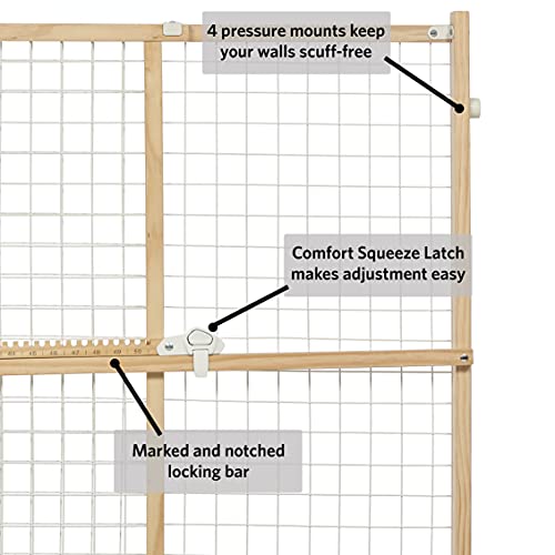 MidWest Homes for Pets Wire Mesh Pet Safety Gate, Dog Gate Expands From 29 - 50 Inches Wide, 32 Inches Tall, Wood, Powder Coated Wire