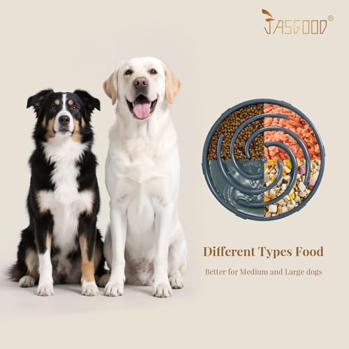 JASGOOD Slow Feeder Dogs Bowl for Large Medium Dogs,Anti-Gulping Pet Slower Food Feeding Bowls Stop Bloat,Preventing Choking Healthy Design Dogs Bowl