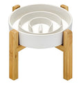 MOPANG Ceramic Slow Feeder Dog Bowls Elevated, 2.0 Cups Slow Feeder for Medium Dogs, Puzzle Maze Bowl to Slow Down Eating, 30oz, 8in, White