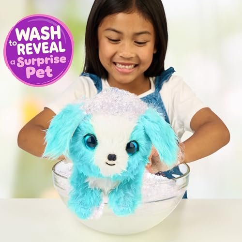 SCRUFFALUVS Blue Surprise Pet, Mystery Plush Toys, Stuffed Animals, Wash to Reveal 1 of 3 Rescue Surprise Toy Pets: Puppy, Bunny, or Kitty - Includes 8.7" Deluxe Carrier - Styles May Vary