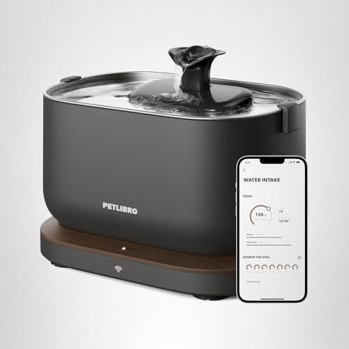 PETLIBRO Cat Water Fountain, App Monitoring Pet Fountains for Cats Indoor with Stainless Steel Tray, 2.5L/84oz Dockstream Automatic Water Dispenser for Drinking, 2.4G Wi-Fi Smart Bowl Inside