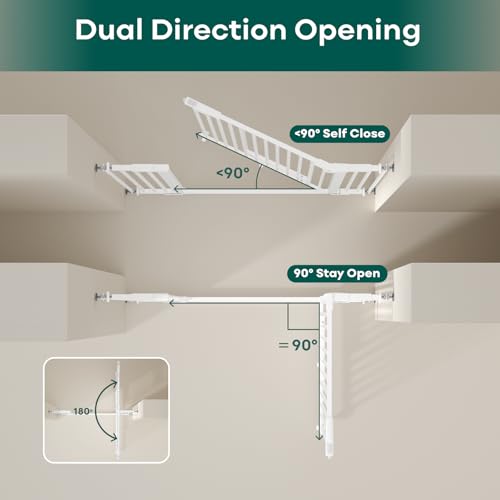 Ostutry 53in Extra Tall Cat Gate for Doorway, 29.5-40.6in Wide Auto Close Pet Gate with Cat Door, Climb Proof Dog Gate No Drilling Pressure Mounted, White