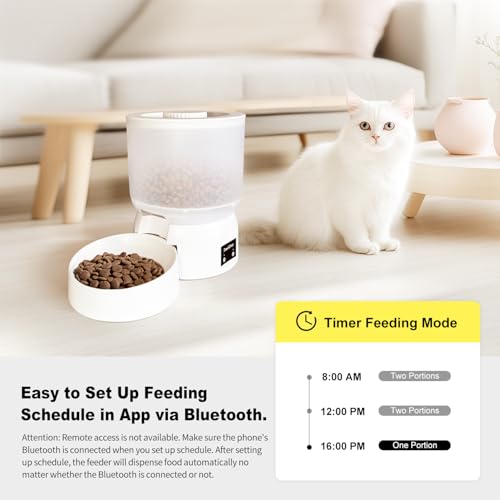 Darlipet Automatic Cat Feeder with 270-Day Battery Life, Rechargeable Auto Cat Feeder with Slow Feed Mode & Very Quiet Dispensing, 2.5L Bluetooth Small cat Food Dispenser for Cats & Small Dogs