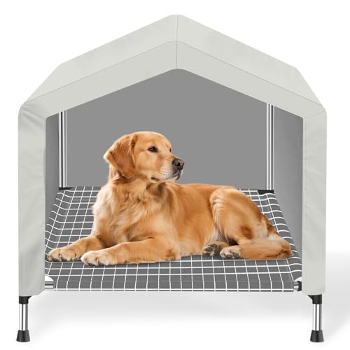 Elevated Dog House for Outdoor or Indoor - Waterproof Dog Tent Cat House, Dog Sunshade Tent, Pet House with Removable Cover, Suitable for Medium Cats Dogs
