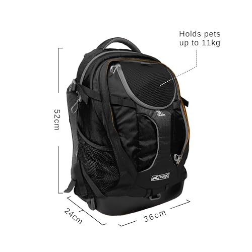 Kurgo G-Train Dog Carrier Backpack - Comfortable Travel Bag for Pets Up to 25 lbs - Waterproof Bottom - Multi-Compartment Pack - Dog Hiking Gear - Rugged Adventure Backpack - Navy Blue