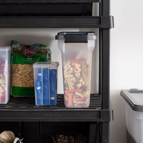 IRIS USA Dog Food Storage Container, Airtight Lid, 2-Cup Scoop, Up to 13 Pounds Pet Food Storage, Versatile Pet Food Bin, Treats, BPA Free, Dark Gray