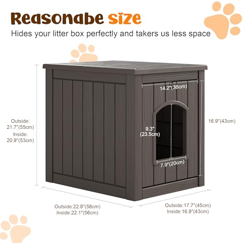 Fancyango Outdoor & Indoor Dog House for Weatherproof and Stylish Furniture, Dog House Outdoor Indoor, Multi - Use for Small and Medium Dogs (Deep Grey, 22.8" L × 17.7" W × 21.7" H)