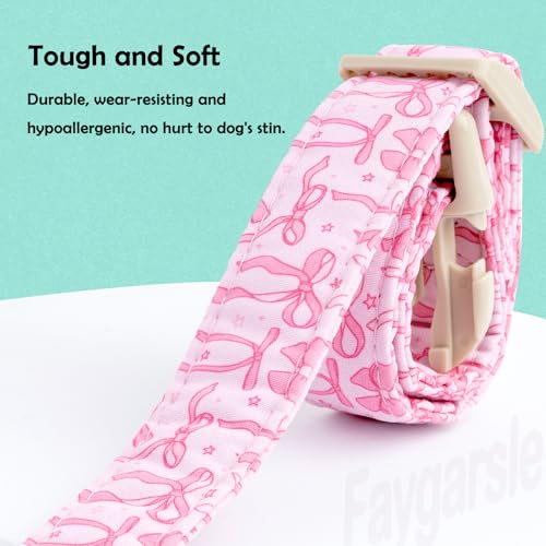 Faygarsle Cute Pink Bow Pattern Dog Collar for Summer Spring Design for Small Medium Large Dogs, M