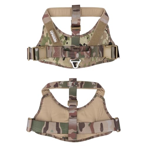EXCELLENT ELITE SPANKER Tactical Dog Harness Military Patrol Harness No-Pull Service Dog Vest Military Dog Vest Adjustable Training Working Dog Vest with Handle for Medium Large Dogs(MCP-L)