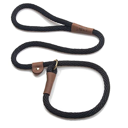 Mendota Pet Slip Leash - Dog Lead and Collar Combo - Made in The USA - for Large Breeds - Black, 1/2 in x 6 ft