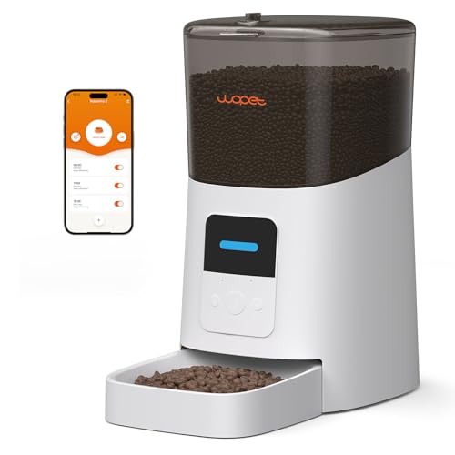 WOPET 6L Automatic Cat Feeder, WiFi Automatic Dog Feeder with APP Control for Remote Feeding, Cat Food Dispenser with Low Food Sensor and Voice Recorder, Up to 15 Meals Per Day