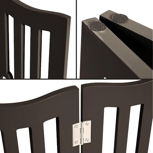 Trimate, Pet Gate, Wooden Free Standing Dog Gate for Small Dogs and Cats. Great Folding Fence for Doorways, Halls, Stairs. Espresso
