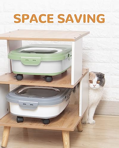 DDMOMMY 20-23 Lbs Dog Food Storage Container - Collapsible Dog Food Container with Attachable Casters and Scoop,Travel Silicone Bowl, Pet Food Storage Containers to Keep Dry Food Fresh,Easy to Move